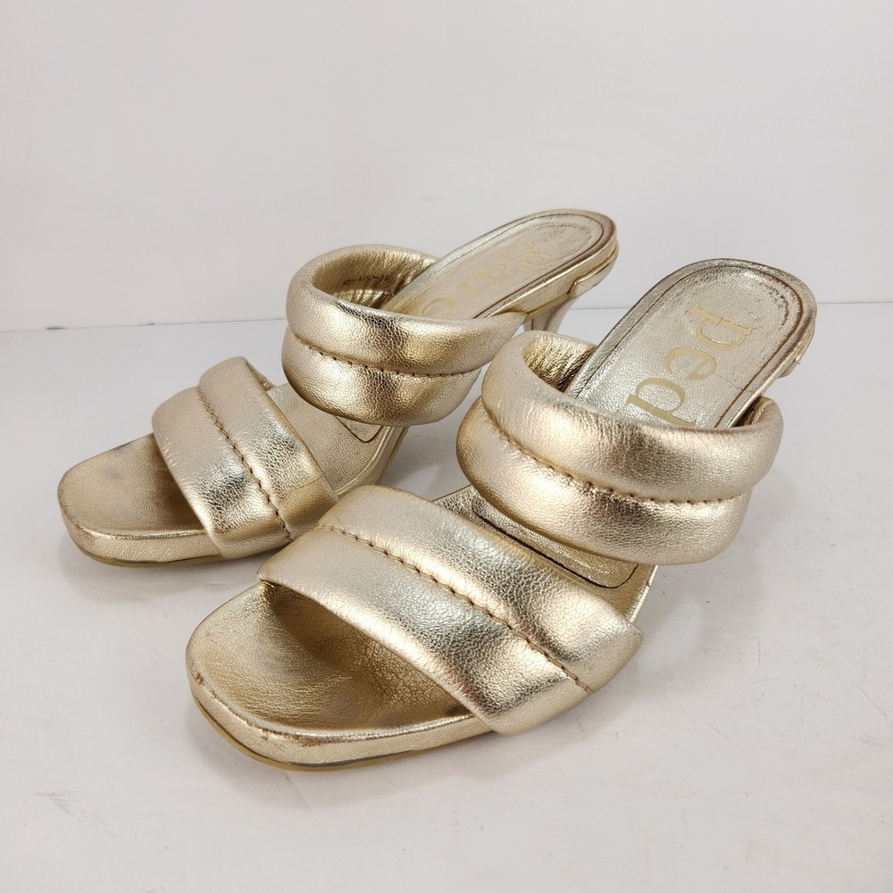 Pedro Garcia Clea Women's Padded Double Strap‎ Gold Heeled Sandals Size 38 (7)